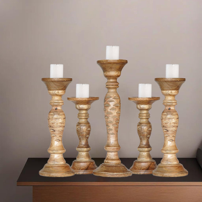 15'' H Wood Tabletop Pillar, Wallnut