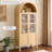 High Arched Modern Curio Cabinet with Two Drawers – 4-Tier Storage & Display Bookcase with Glass Doors for Living Room
