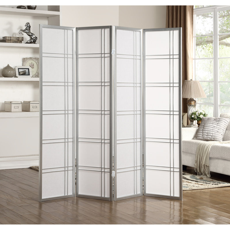 Seto 4-Panel Room Divider Screen, Silver