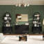 Bibliothèque arquée, bibliothèque noire de 71 po de hauteur avec portes pour le salon ou le bureau, bibliothèque de bureau personnel-1895894881