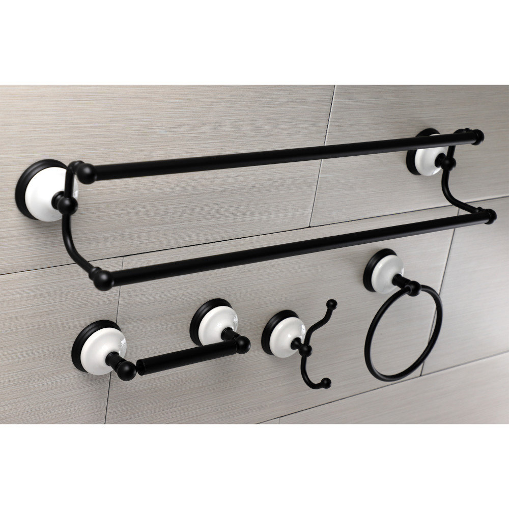 Victorian 4-Piece Bathroom Hardware Set, Matte Black