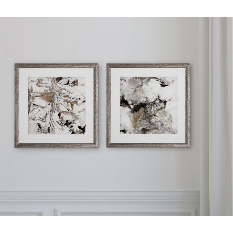 'Marble Onyx' 2 Piece Framed Print Set, Brown Framed