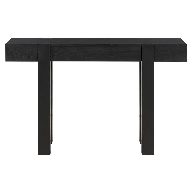 Console rustique minimaliste avec 1 tiroir caché et prise de courant latérale, Noir