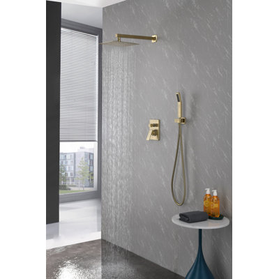 Shower System Shower Faucet Combo Set Wall Mounted With 10" Rainfall Shower Head And Handheld Shower Faucet