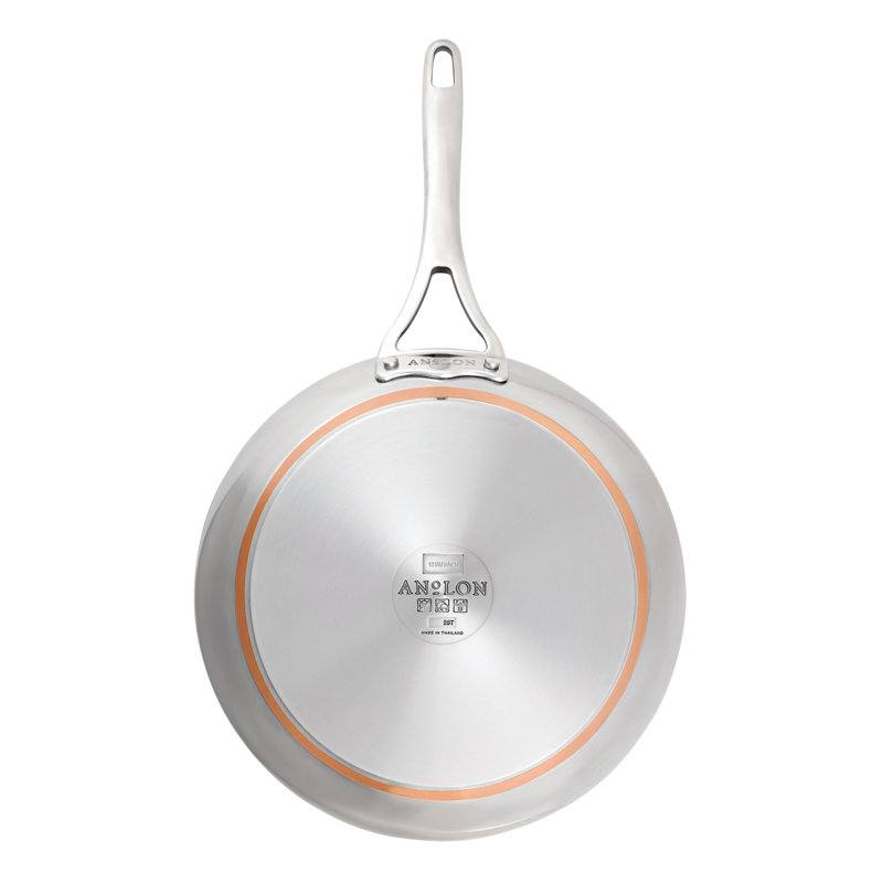 Anolon Nouvelle Copper Stainless Steel Induction Frying Pan / Skillet with Lid, 12 Inch, Silver