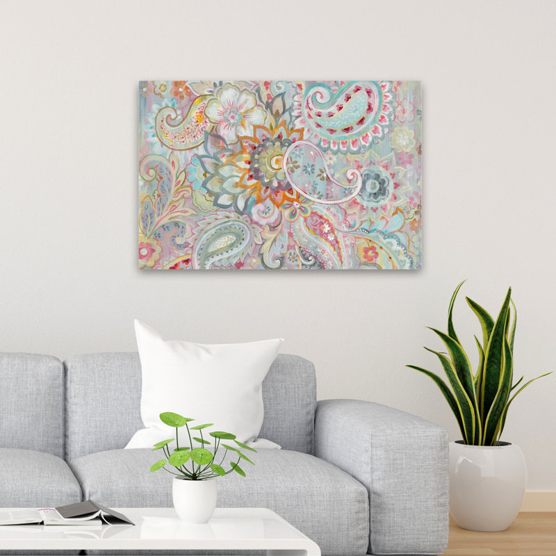 Art abstrait abstrait et bleu Boho japonais, H 24 po x l 36 po