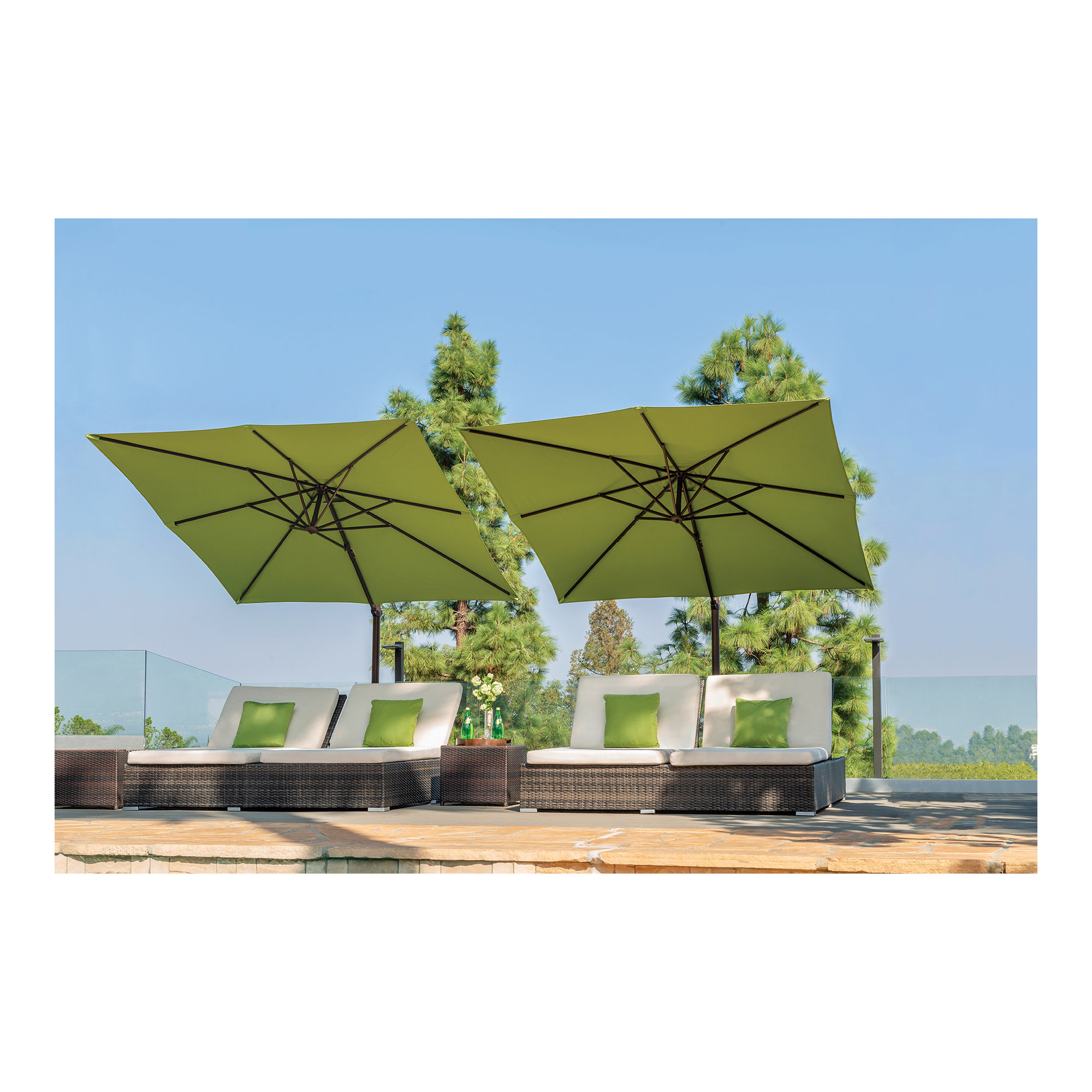 Cora 103.2" Square Cantilever Umbrella, Canvas Black Sunbrella® Canvas, Bronze