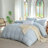 XINMIANFANG Striped Duvet Cover Set 100% Washed Cotton Linen Like Textured Bedding Set 3 Pcs Comforter Cover for All Seasons-120117796-120117790