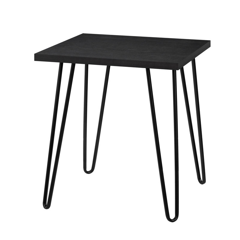 Ewalt Side Table with metal legs, Black Oak