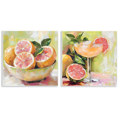 Ensemble de 2 plaques murales Grapefruit Bowl & Cocktail, design par Riley B