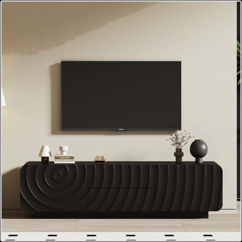 Meuble télé avec un design unique en forme de spirale, Noir