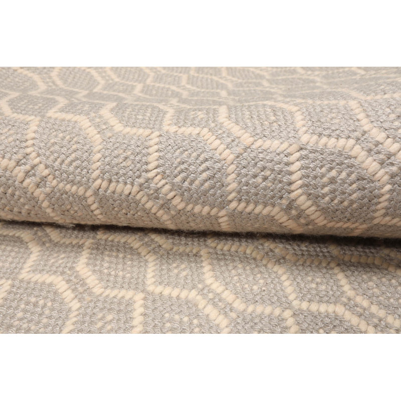 Tapis oriental gris tissé à la main et multicolore Flatweave, Rectangle 6 pi x 9 pi