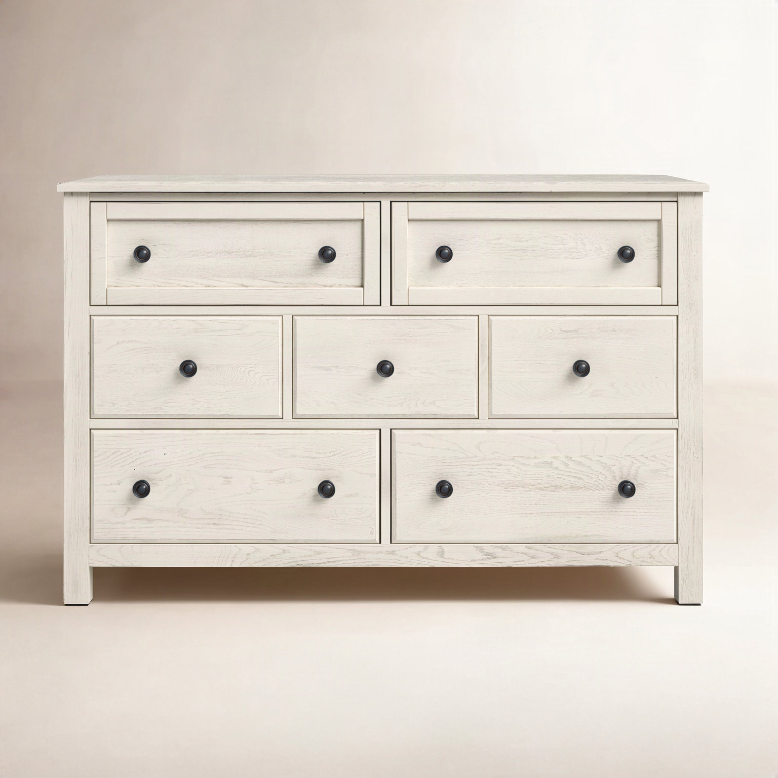 Lewin 60" Oak 7-Drawer Dresser, Weathered White