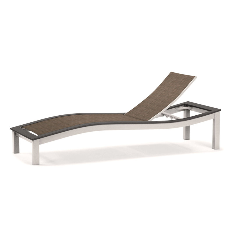 Chaise longue inclinable Bazza, Bois de plage P40, Graphite texturé, Taupe Harper Sunbrella®