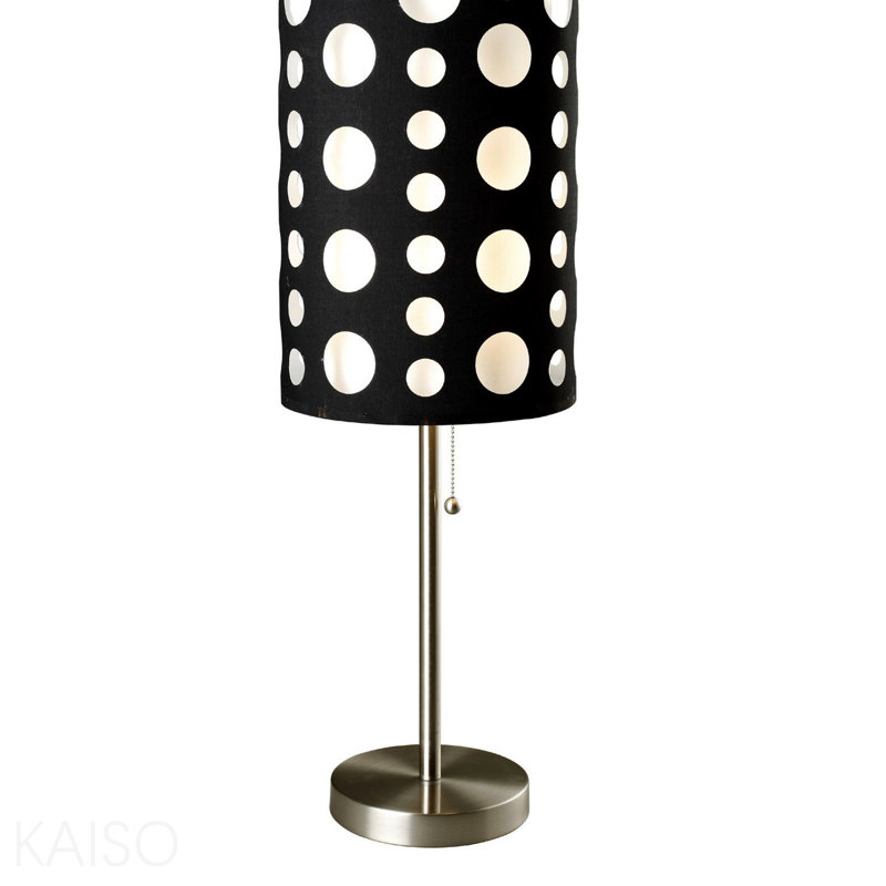Lampe de table 33 po en métal, design rétro avec abat-jour noir et blanc, Noir / blanc