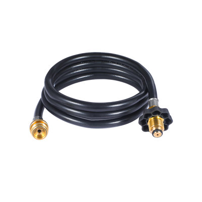 Commercial Heat 6' Propane Hose Adapter For Portable Heater, Connects Appliances To Propane Tank, Fits 1-, 5-lb Or 20-lb Tanks, Ah1, Black