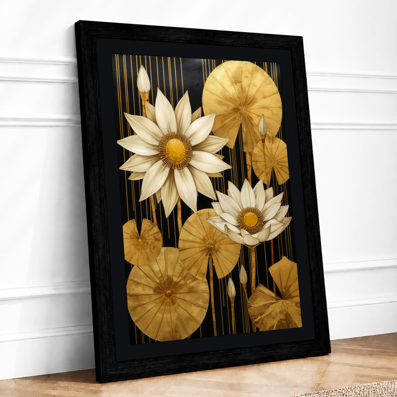 Modernist Bloom Art Deco - Framed Print, A3 - 42.0 x 29.7 cm, Black