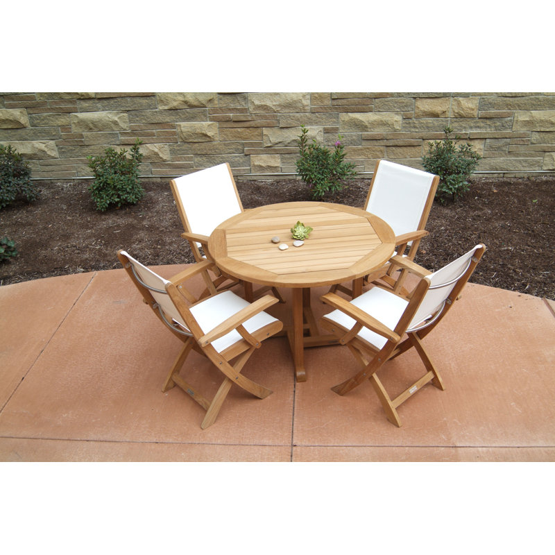 Oxford Outdoor 5 - Piece Teak Dining Set, White/Natural