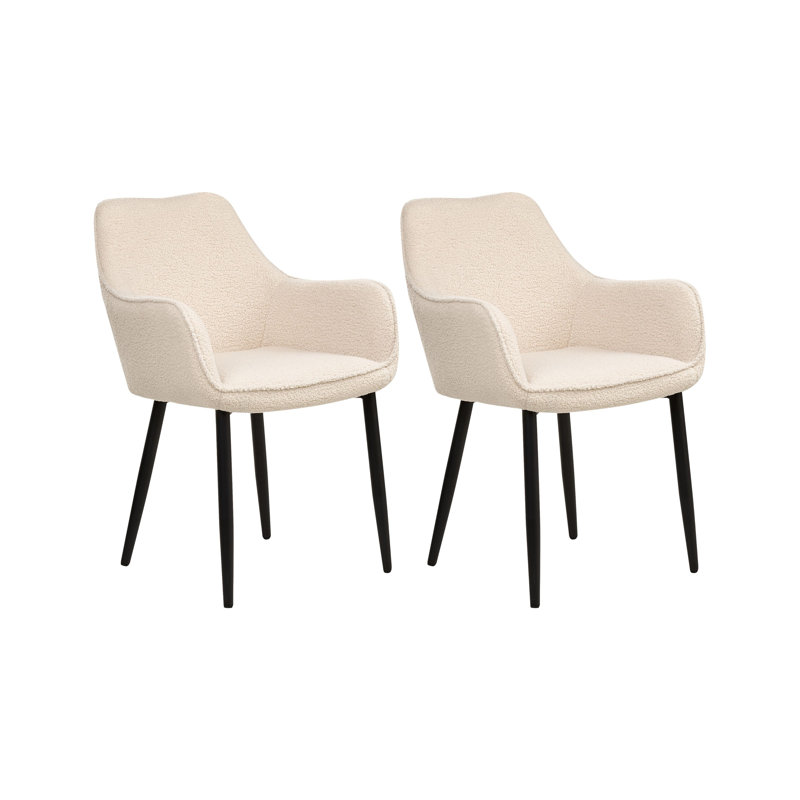 Set of 2 Dining Chairs Alden Boucle, Beige