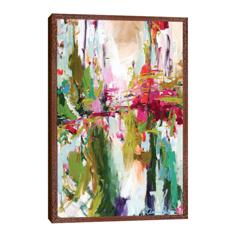 Point Of Attraction by Amira Rahim - Floater Frame Painting on Canvas, 152.5 cm H x 101.5 cm W, Brown Framed