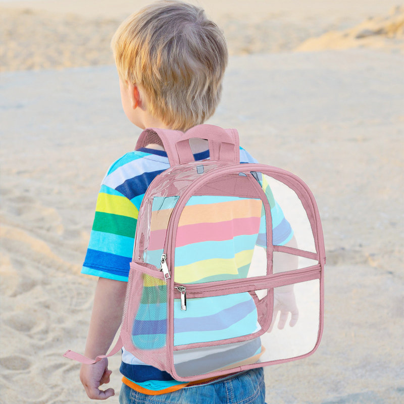 Backpack Transparent Backpack With Visible Student Backpack Function, Outdoor Backpack, Multi  PVC Storage Bag, Pink