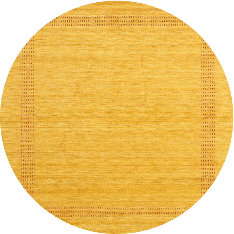 Tapis contemporain jaune, Rond 8 pi