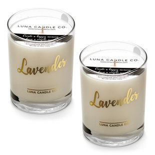 Lavender Scented Jar Candle with Glass Holder (Set of 2)