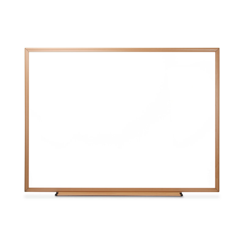 Oak Frame Dry-Erase Wall Mounted Whiteboard, 3' H x 4' W