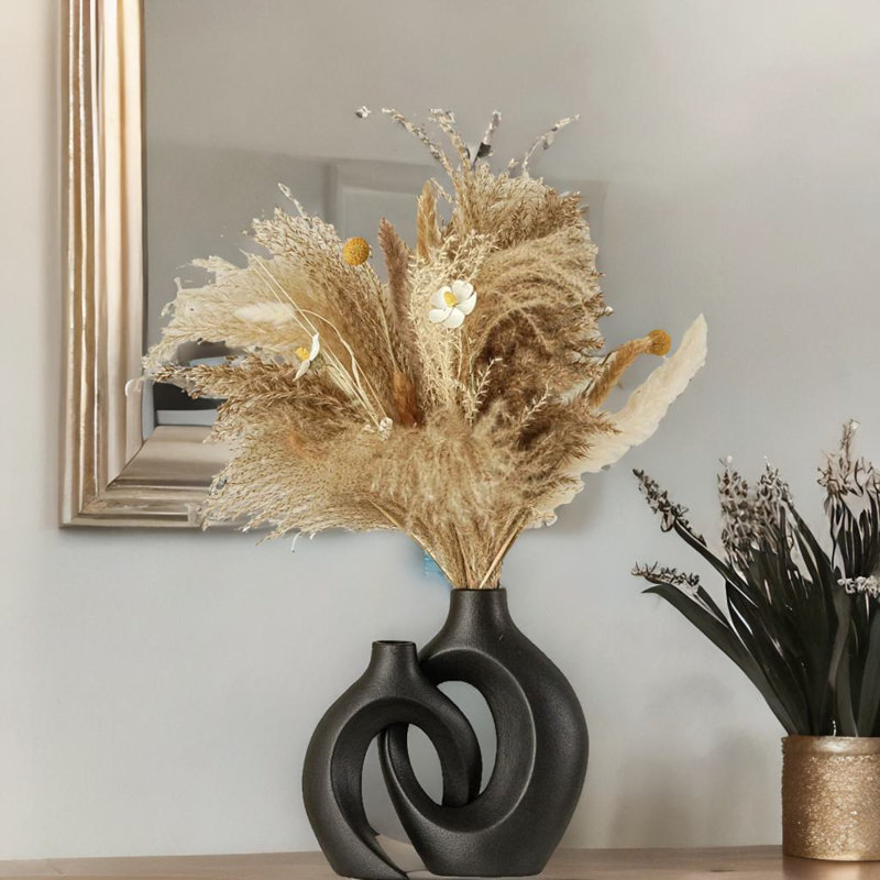 2PC Black Ceramic Vases