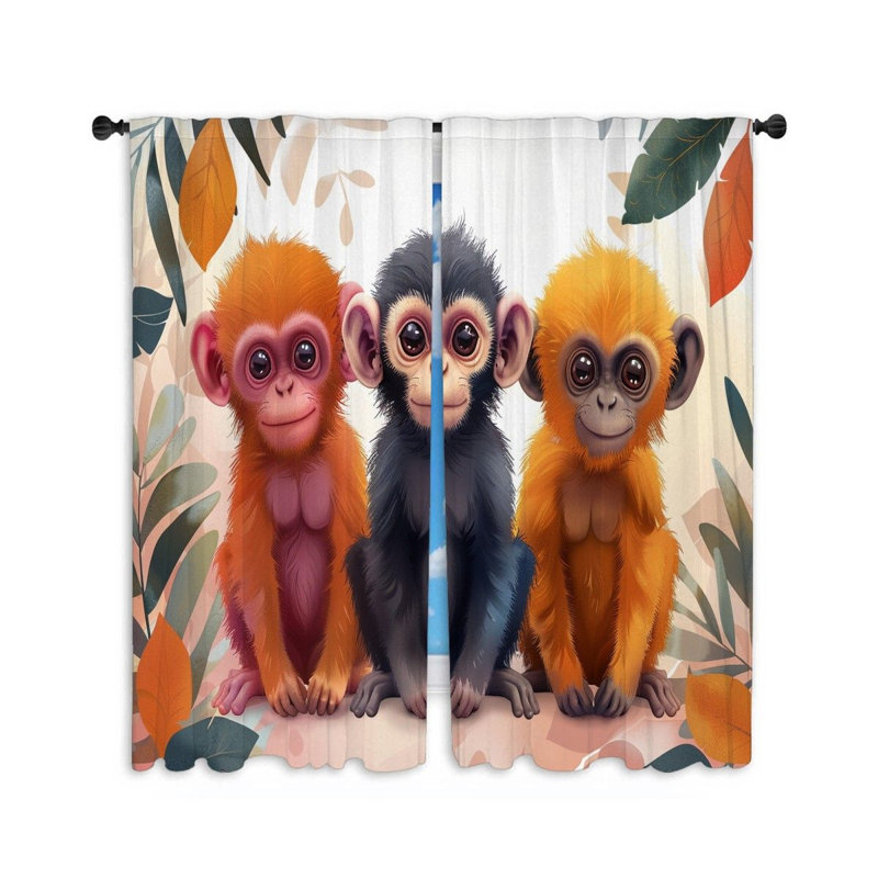 Rideaux de fenêtre Monkey Trio - 2 panneaux, L 56 po x L 80 po