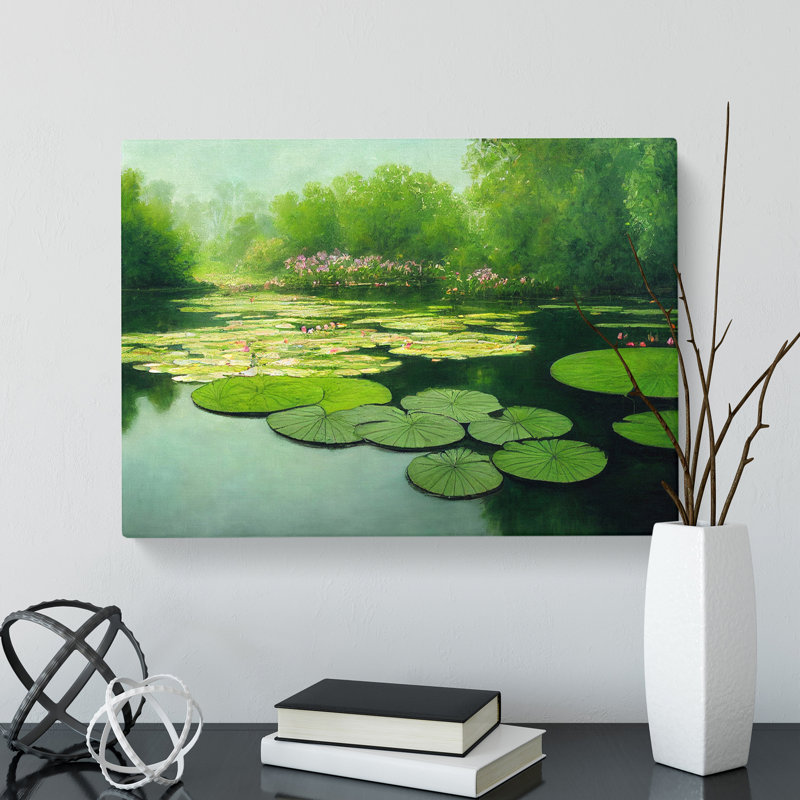 Compelling Water Lily Pond - Wrapped Canvas, 35cm H x 50cm W x 3cm D