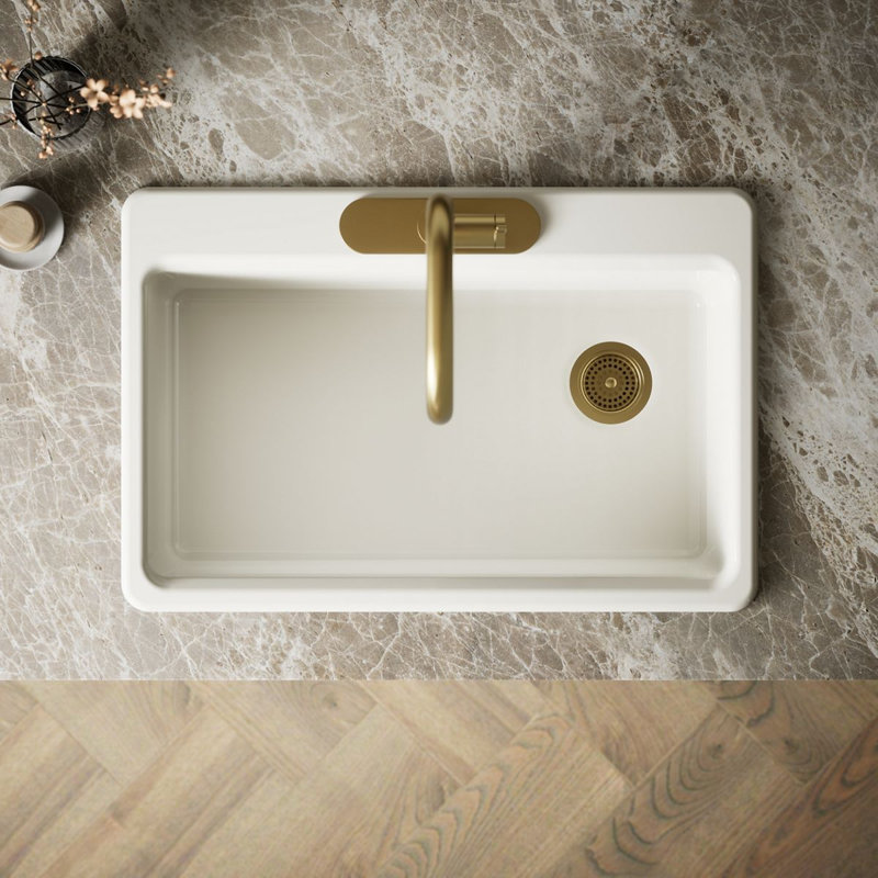 Riverby 33" Top-Mount Single-Bowl Kitchen Sink, Biscuit, 3 hole