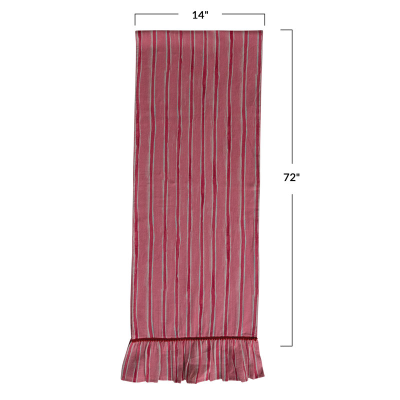 Ruffled Cotton Table Runner in Artisan Stripes
