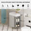 Meuble-lavabo mural avec lavabo en céramique, porte à fermeture en douceur, tablette de rangement flottante à droite, assemblage requis-133416522