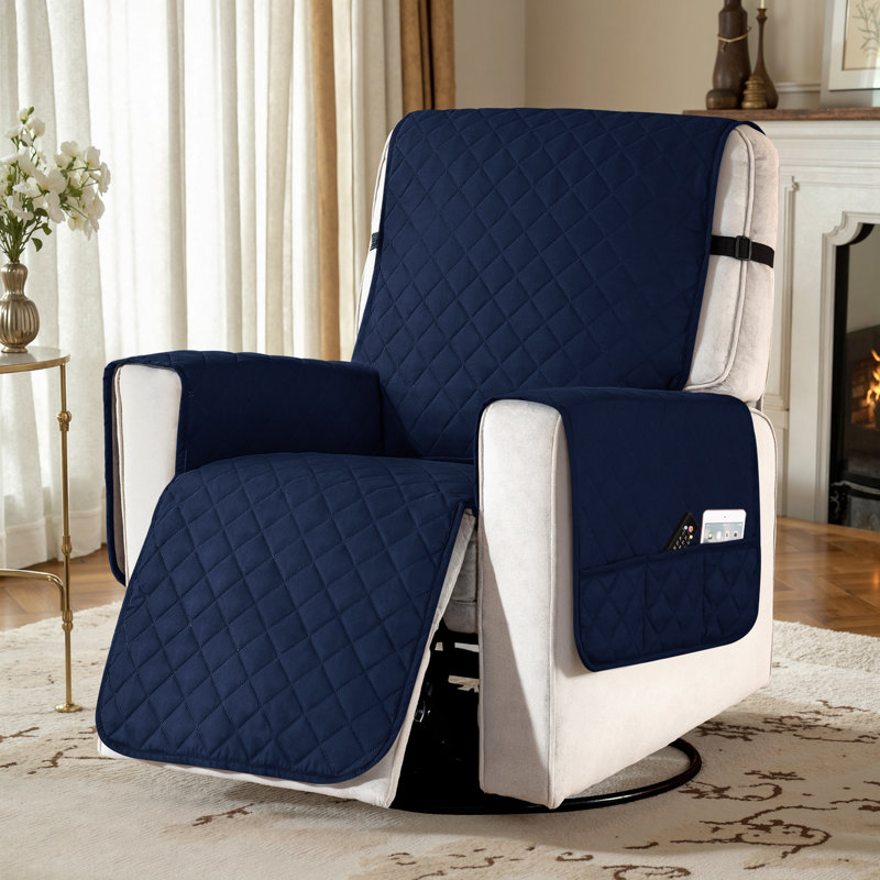 Housse pour fauteuil inclinable résistant à l'eau, housses antidérapantes pour fauteuil inclinable avec poche, housse de canapé inclinable lavable, protecteur de mobilier pour enfants, animaux de compagnie (grand, bleu marine)