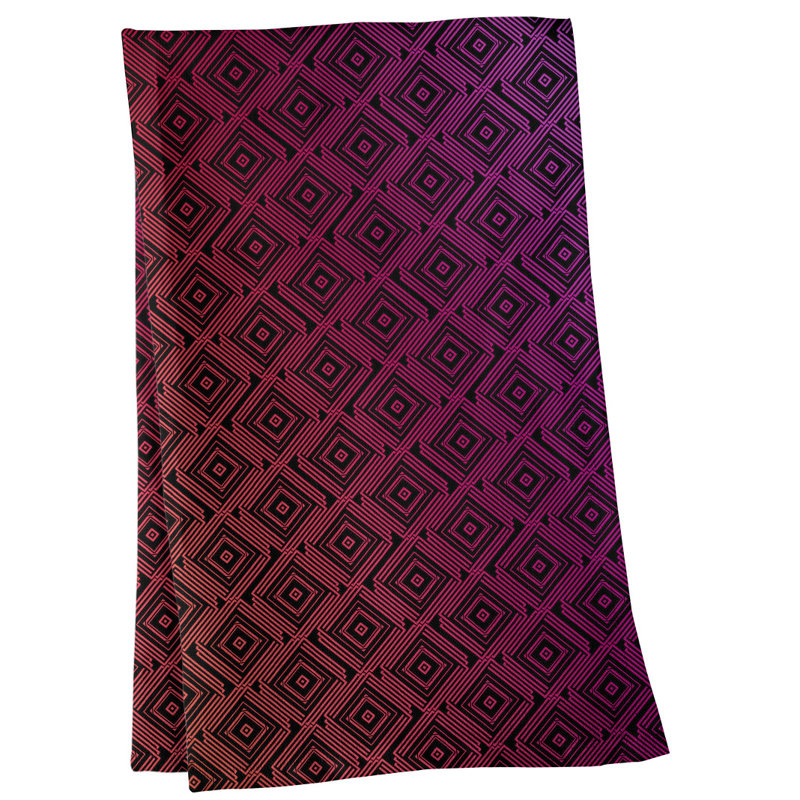 Serviette de thé à labyrinthe carré, Polyester sergé, Rose foncé