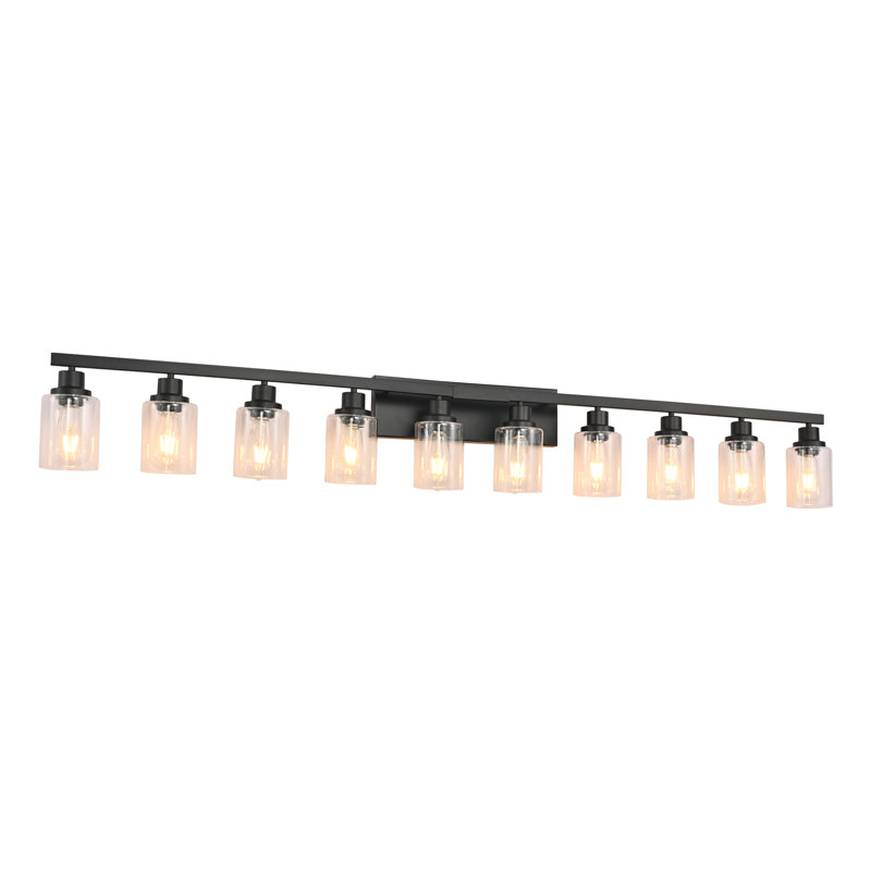 65.4" 10-Light Modern Bathroom Vanity Lights Over Mirror, E26 Socket (Bulbs Not Included), Black