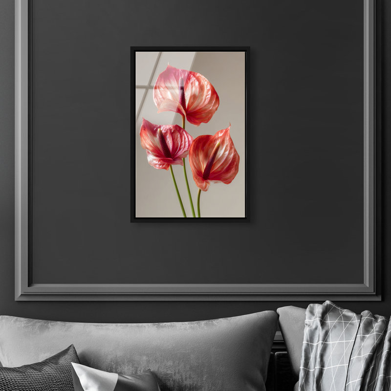 Crimson Silk Veins II Print, 16"H x 11"W, Black Floater Frame