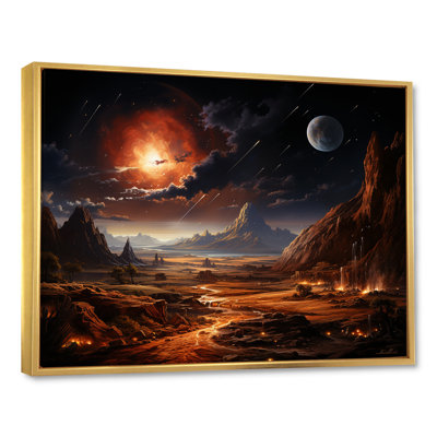 «Futur Cosmic Sunrise On Moon II», art mural de la planète espace