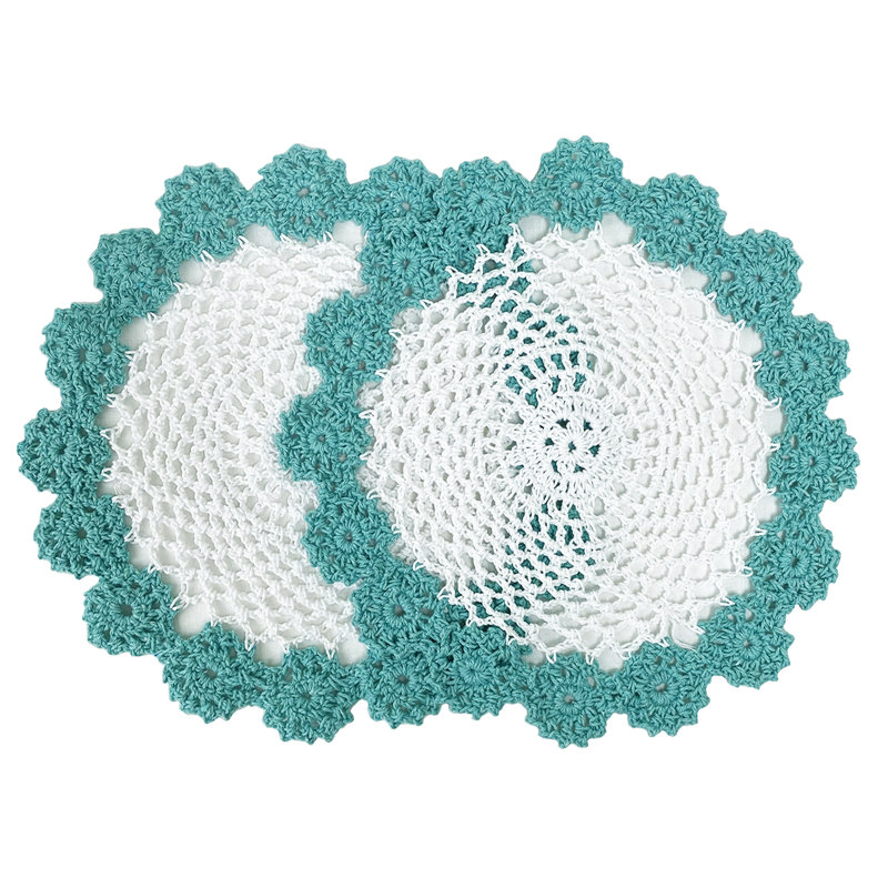 Accessoire de table en coton Farlee, Bleu-vert