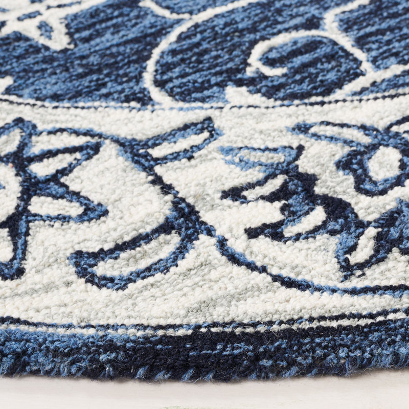 Abrie Hand Tufted Wool Floral Rug, Round 6'