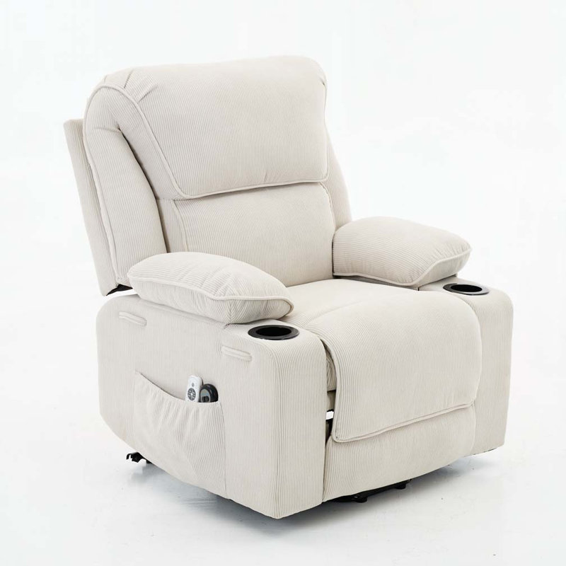 Fauteuil inclinable à télécommande chauffant et chauffant, Ivoire ivoire