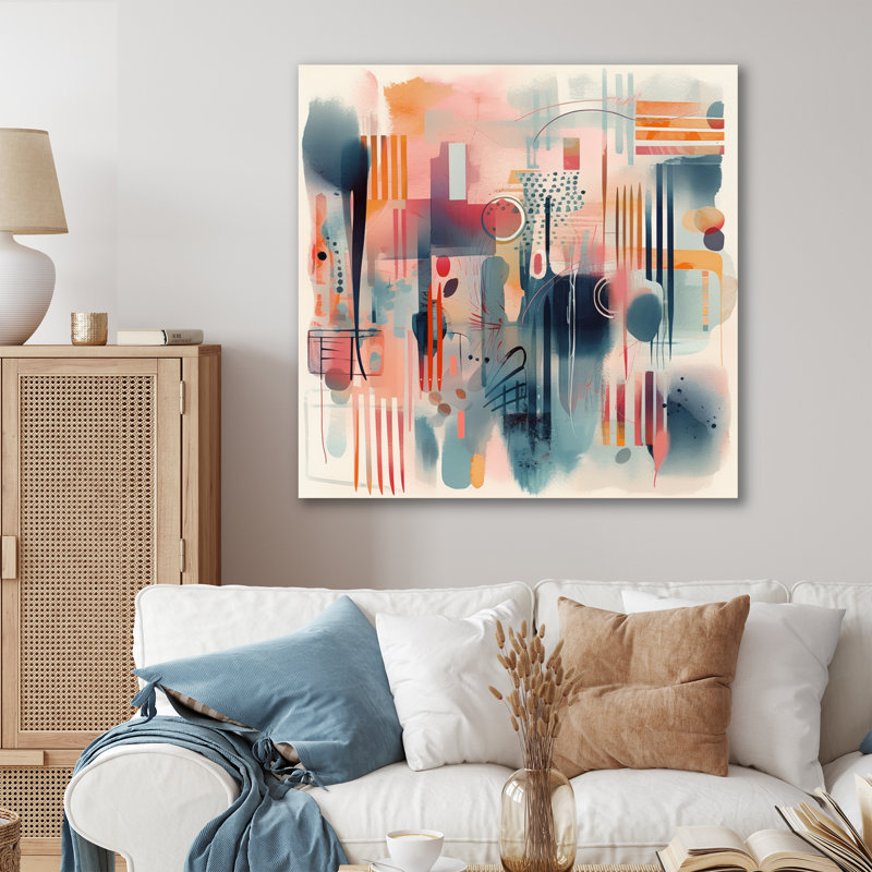 Orange And Blue Artistic Expressions III " Orange And Blue Artistic Expressions III ", 30" H x 30" W x 1" D, Wrapped Canvas