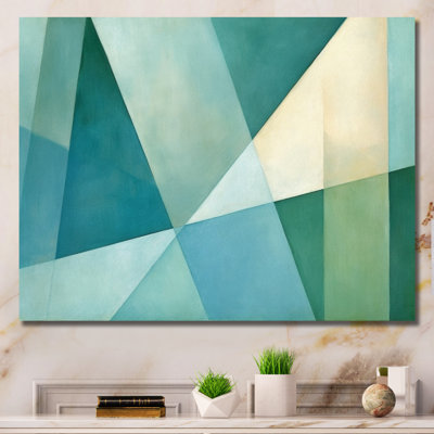 Green Blue Abstract Geometric Fusion II - Abstract Shapes Framed Art