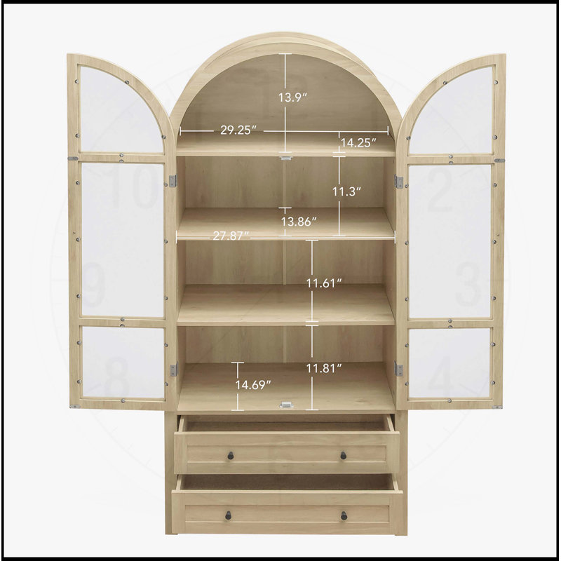 Garde-manger arqué de 70,28 pouces de hauteur, armoire de rangement moderne en bois de ferme avec tablettes réglables, armoire polyvalente pour la cuisine et la salle à manger