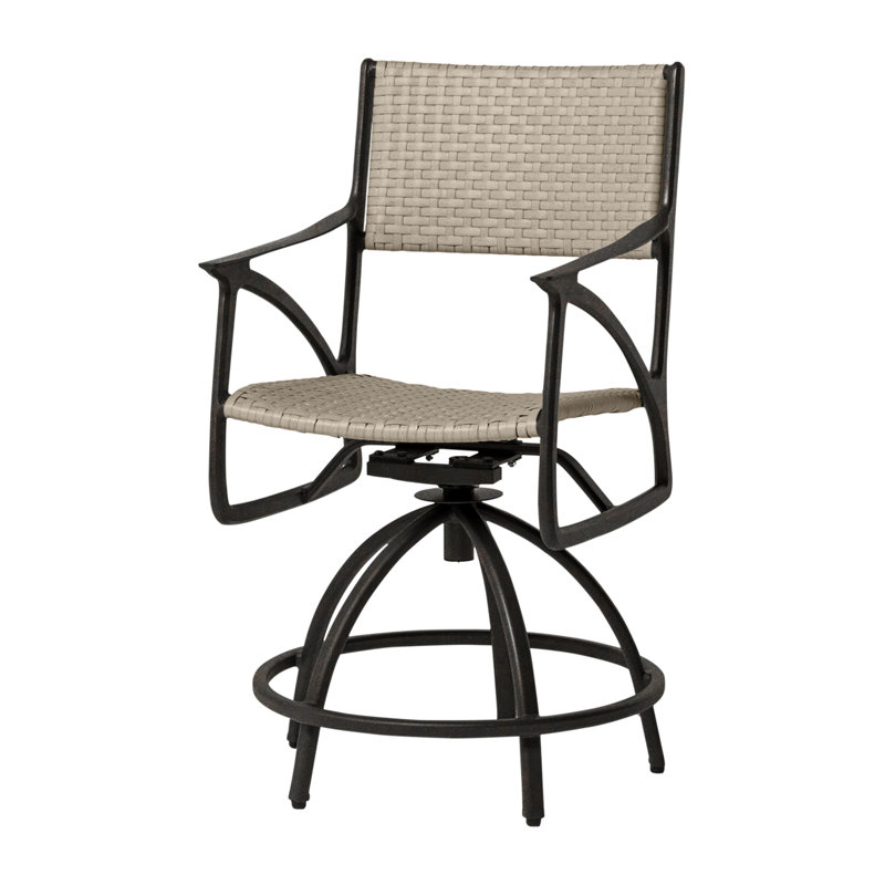 Amari Woven Swivel Rocking Balcony Stool, Mist, Carbon