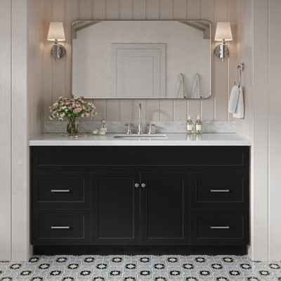 Hamlet 67'' Single Bathroom Vanity with Carrara Marble Top