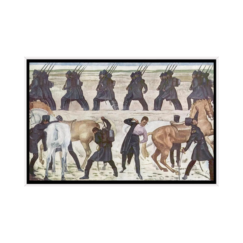 Soldats en préparation - Affiche murale - Toile encadrée, 48 po x 32 po, Toile avec cadre, Blanc