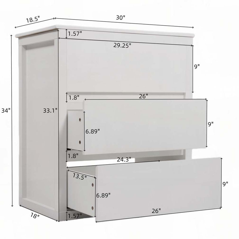 Meuble-lavabo 30 po avec lavabo en céramique et 2 tiroirs pleine extension, Blanc