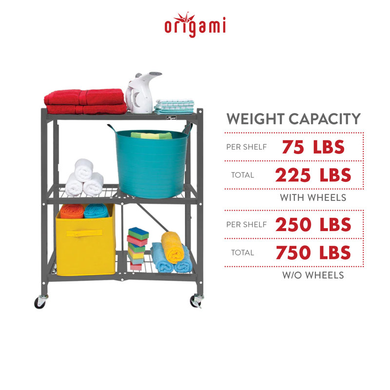 35.4'' W Metal Shelving Unit with Wheels